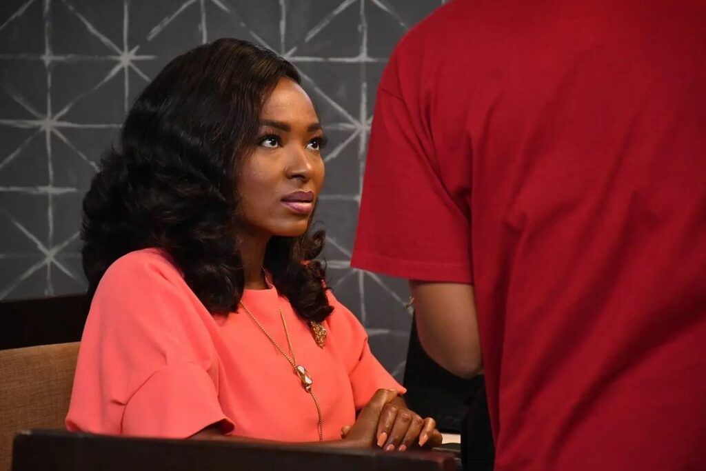 Meg Otanwa on the set of In Another Life - Nollywire