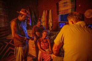 Anikulapo Full Cast - Kunle Afolayan, Moji Afolayan, and Eyiyemi Afolayan on the set of Anikulapo 2022 Netflix Movie Nollywire