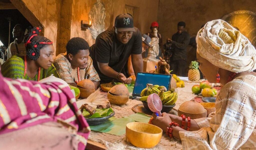 'Asiri Ade:' Adeoluwa Owu Hosts Exclusive Screening with Bolanle Ninalowo, Omowunmi Dada 6 Adeoluwa Owu on set with 'Asiri Ade' Cast Members - © Papaya Studios
