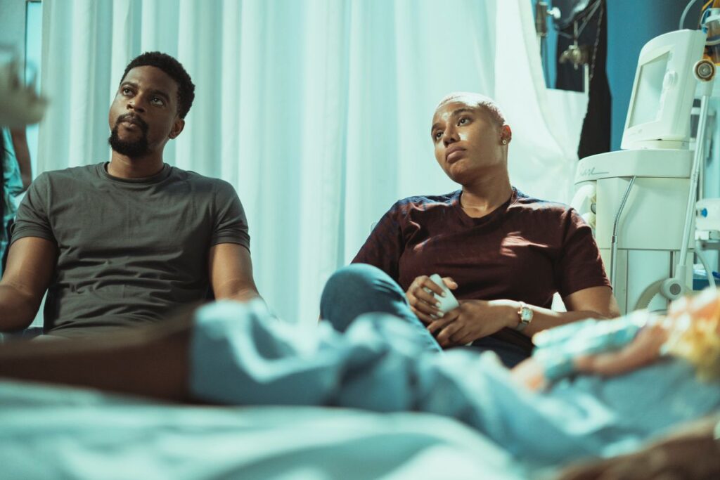 Nollywood Firsts: Olumide Oworu on How He Felt Playing First-time Dad in 'Saving Onome,' with Co-star Nancy Isime 20 Olumide Oworu and Nancy Isime in 'Saving Onome' Trailer BTS Images 09 © Inkblot Productions - Nollywire