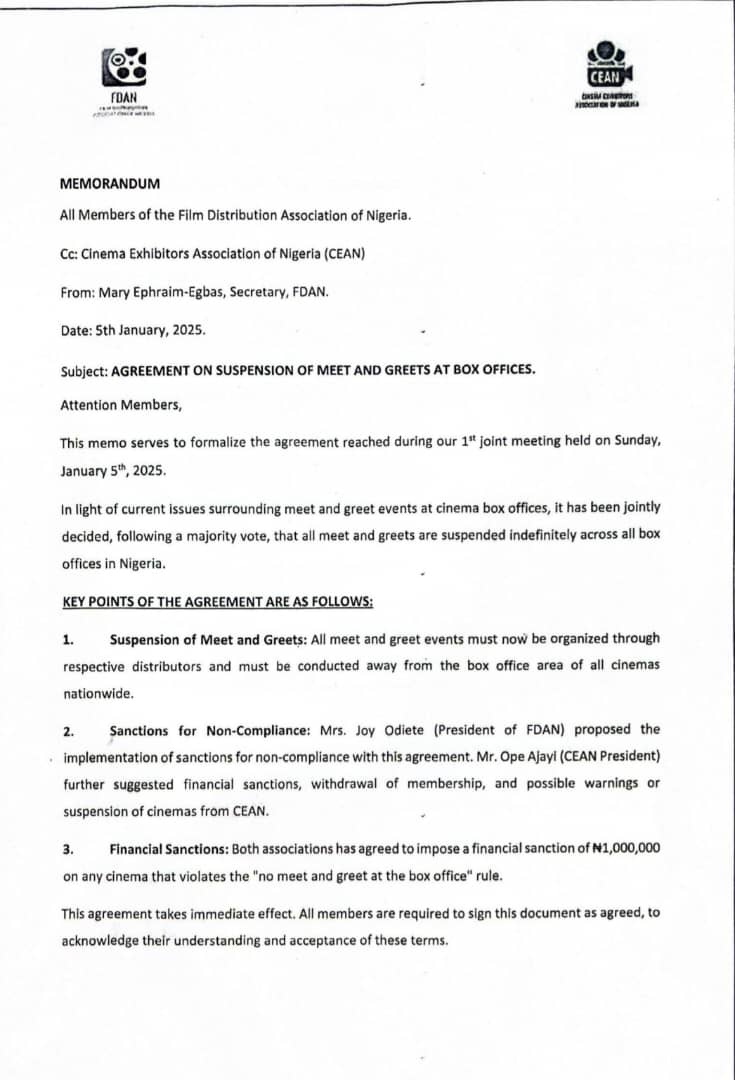 CEAN President Ope Ajayi Clarifies Box Office Meet-And-Greets Ban 2 Agreement on Suspensino of meet and greets at box offices - Nollywire