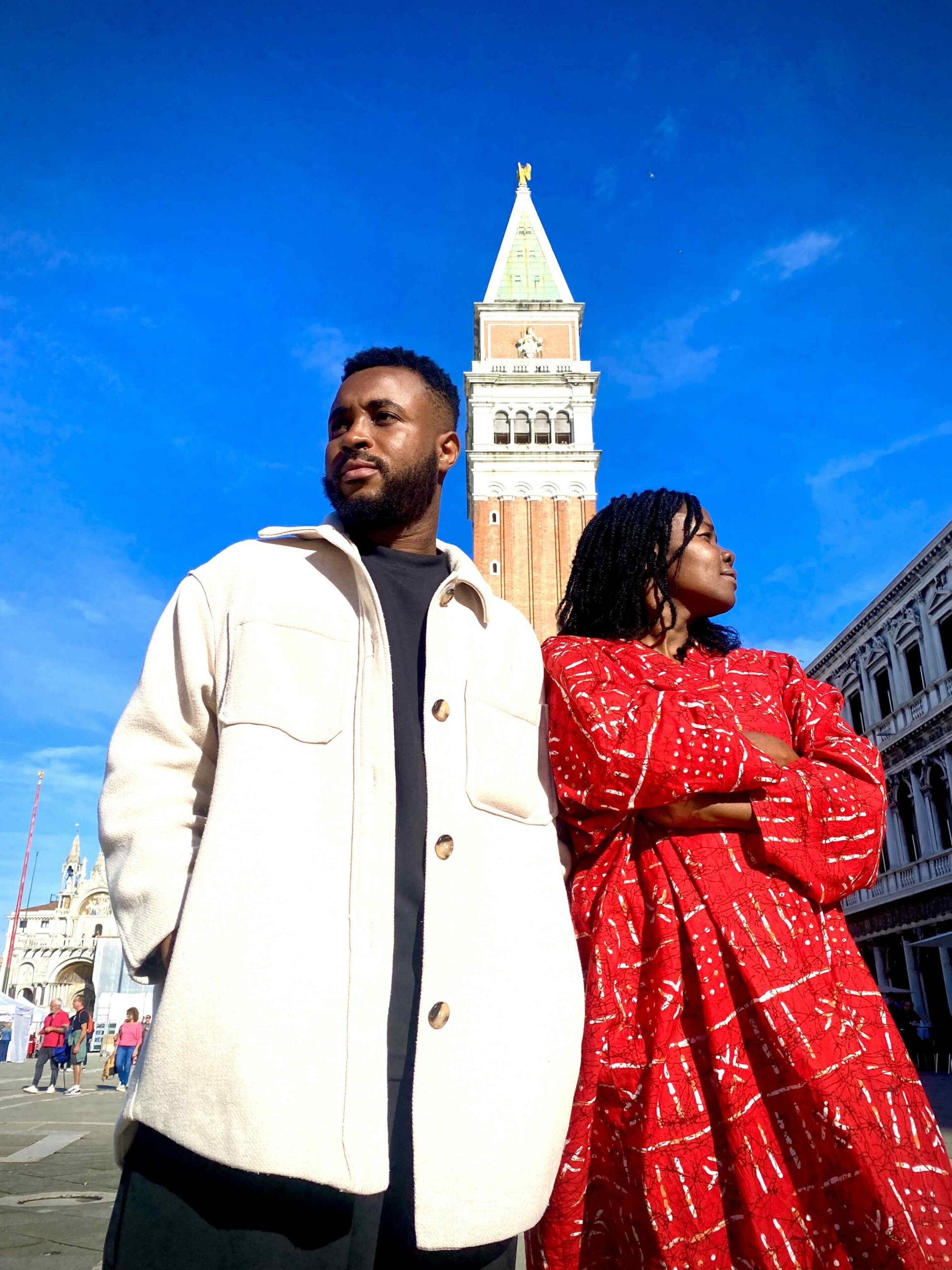 'One Woman One Bra' producer Josh Olaoluwa (L) with director Vincho Nchogu (R)