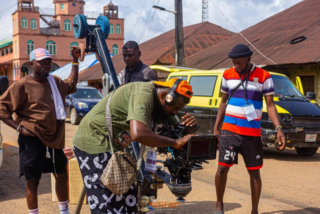 Okwong Fadamana on the set of 'The Artifact'