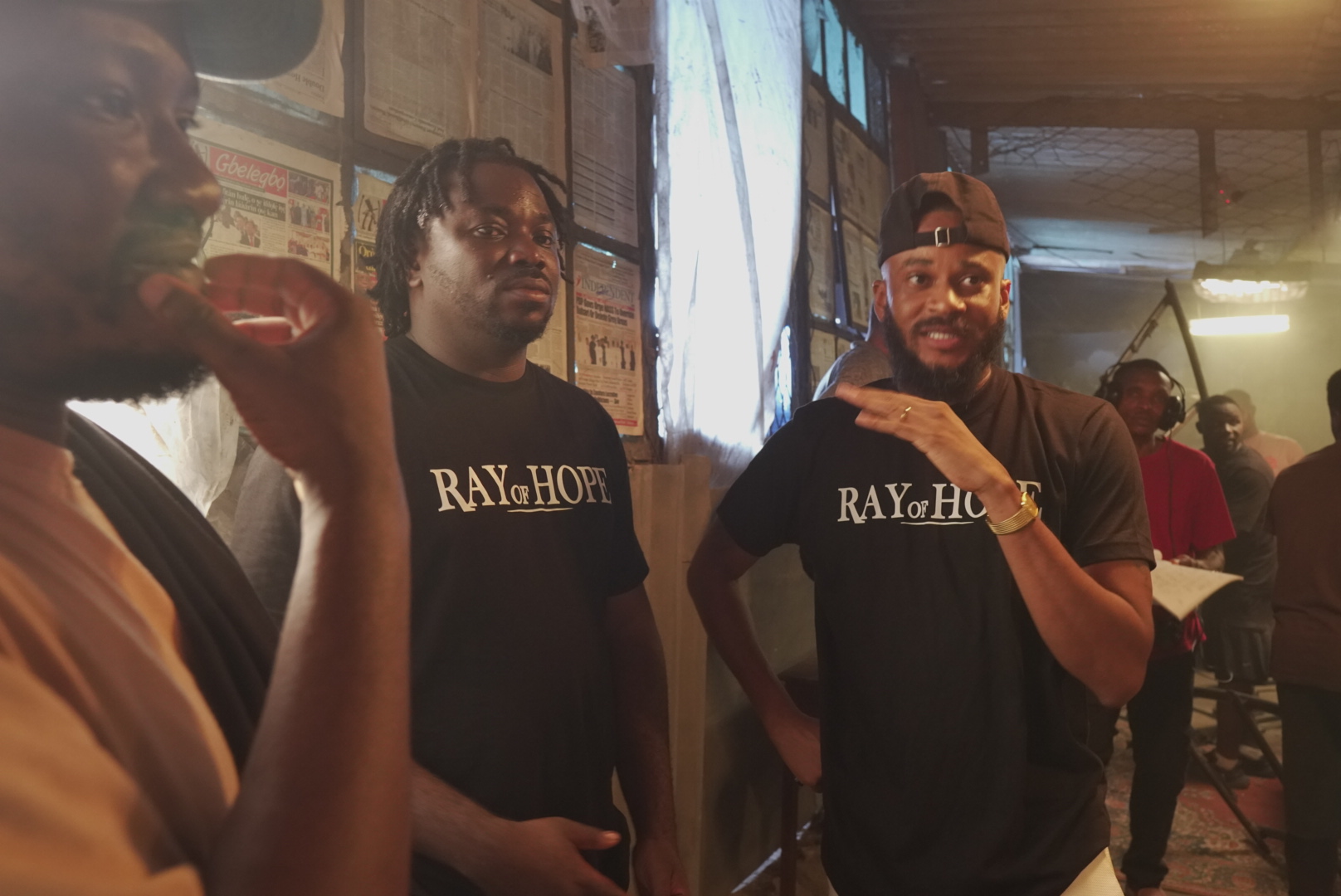 'Ray of Hope' Cast Revealed: Jide Kene Achufusi and Sunshine Rosman Lead Porshe Studios Debut 2 Jason Samuel with Kayode Kasum on the set of 'Ray of Hope' © Porshe Africa Studios