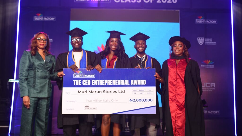 MultiChoice Talent Factory Graduates 20 Filmmakers from 2026 West Africa Cohort 2 Muri Marun Stories Co Founders Tolulope Akande Opeyemi Obasa and Dorathy Ufot with Kemi Omotosho