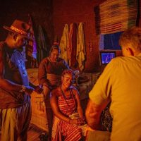 Anikulapo Full Cast - Kunle Afolayan, Moji Afolayan, and Eyiyemi Afolayan on the set of Anikulapo 2022 Netflix Movie Nollywire