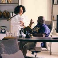 Sophie Alakija with Dimbo Atiya on the set of 'Strong' by Dimbo Atiya © Innovative Television Kontents