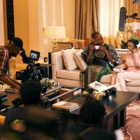 Sophie Alakija with Fadekemi Olumide-Aluko on the set of 'Strong' by Dimbo Atiya © Innovative Television Kontents
